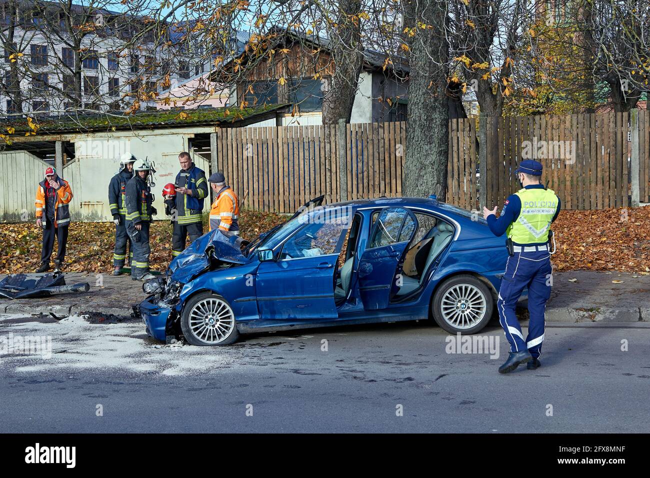 August 18, 2020, Riga, Latvia: car after accident on a road because of ...