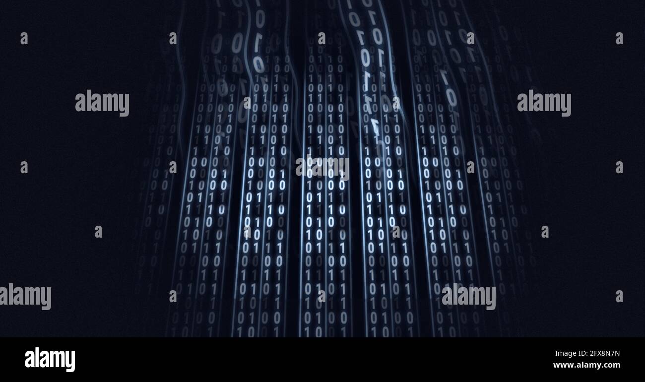 Composition of binary coding processing on black background Stock Photo ...