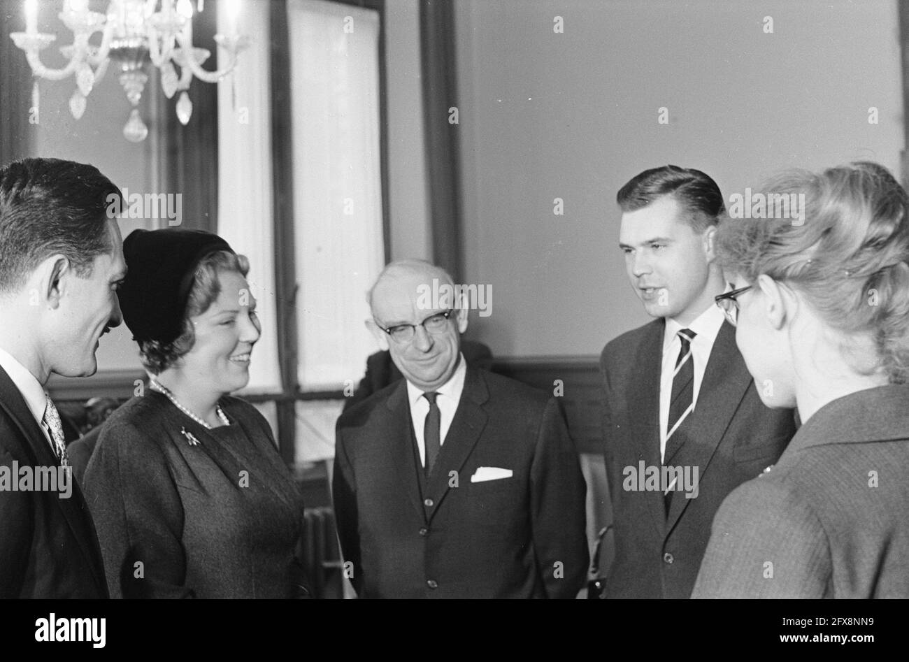 Princess Beatrix patroness inventory Asylum Fund at Reich C. Utrecht speaks to refugees, November 18, 1961, FLIGHTS, patronesses, The Netherlands, 20th century press agency photo, news to remember, documentary, historic photography 1945-1990, visual stories, human history of the Twentieth Century, capturing moments in time Stock Photo