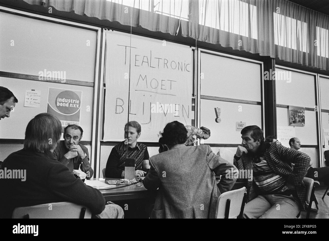 Occupation of Tealtronic; action center, January 10, 1977, CONSTITUTION, The Netherlands, 20th century press agency photo, news to remember, documentary, historic photography 1945-1990, visual stories, human history of the Twentieth Century, capturing moments in time Stock Photo