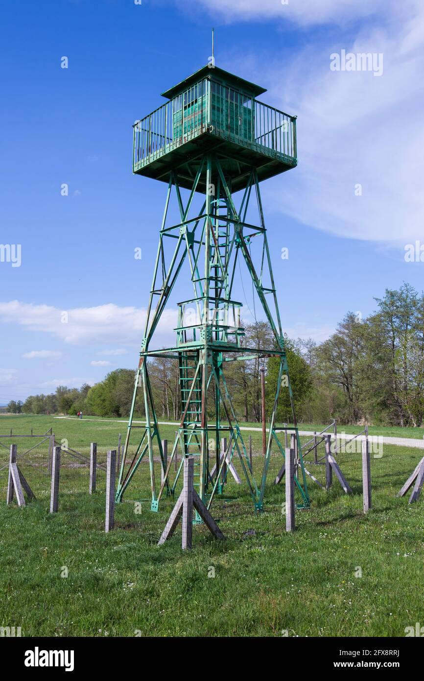 Abandoned watch tower on former Iron Curtain Stock Photo