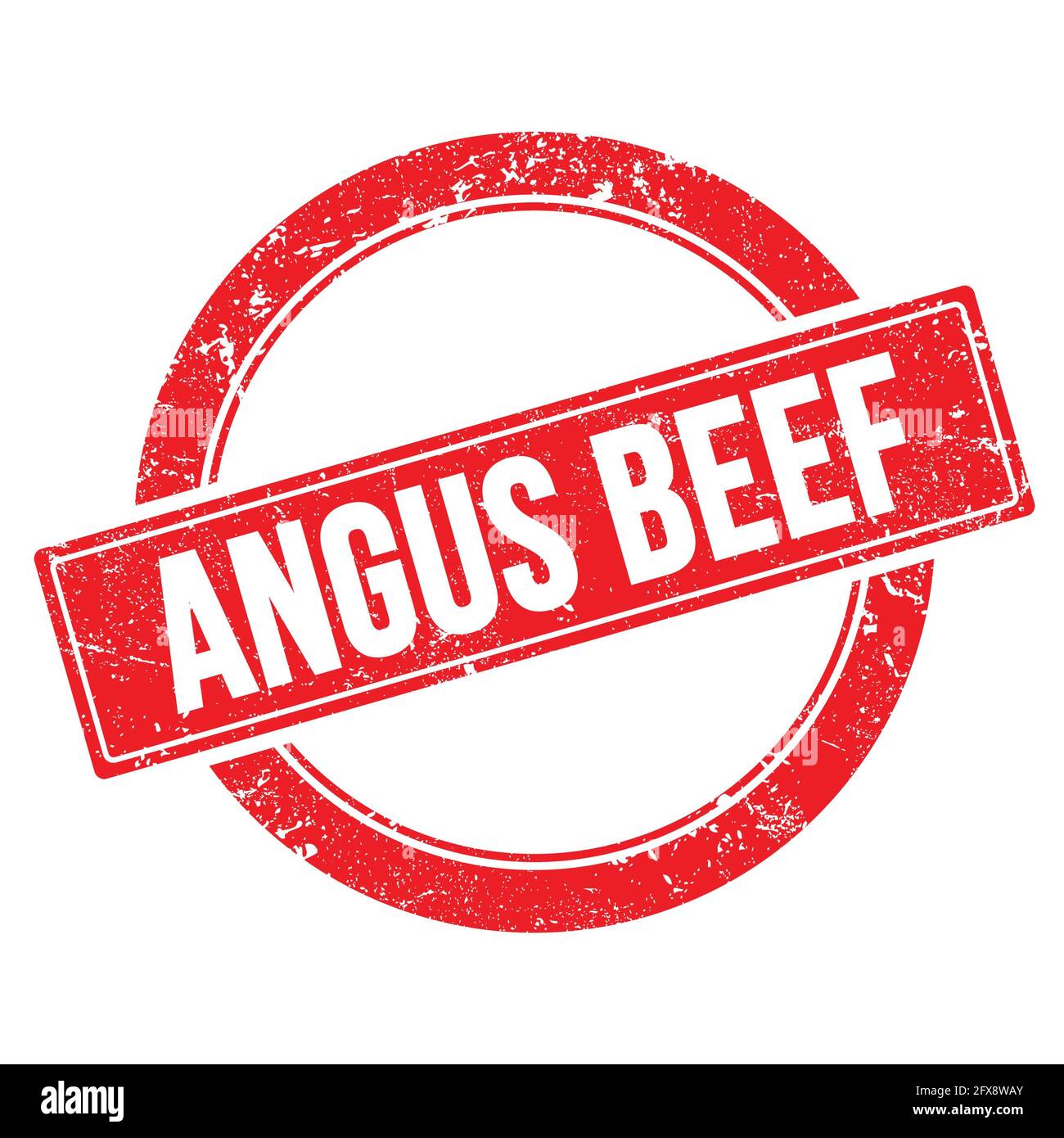 ANGUS BEEF text on red grungy round vintage stamp Stock Photo - Alamy
