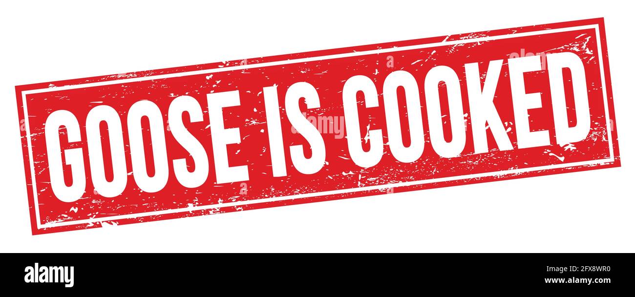 GOOSE IS COOKED text on red grungy rectangle stamp sign. Stock Photo