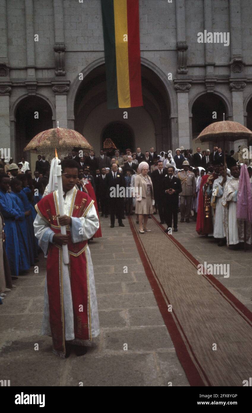 Visit of Queen Juliana, Princes Bernhard and Claus and Princess Beatrix to Ethiopia. At Holy Trinity Cathedral, January 31, 1969, clergy, cathedrals, state visits, The Netherlands, 20th century press agency photo, news to remember, documentary, historic photography 1945-1990, visual stories, human history of the Twentieth Century, capturing moments in time Stock Photo