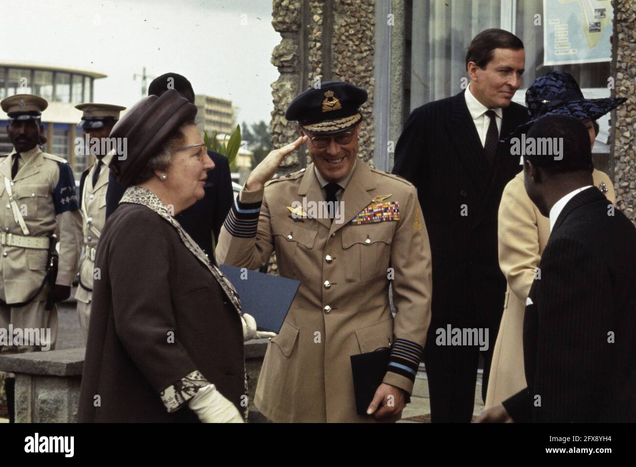 Visit of Queen Juliana, Princes Bernhard and Claus and Princess Beatrix to Ethiopia. Here the company visits Africa Hall in Addis Ababa, January 31, 1969, royal visits, state visits, The Netherlands, 20th century press agency photo, news to remember, documentary, historic photography 1945-1990, visual stories, human history of the Twentieth Century, capturing moments in time Stock Photo