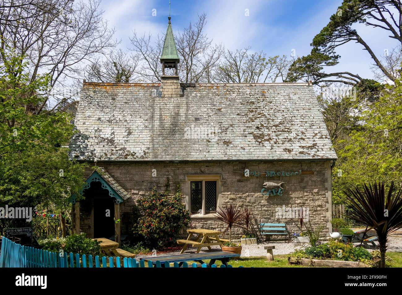 HELSTON, CORNWALL, UK - MAY 14 : The Holy Mackerel Cafe in Helston,  Cornwall on May 14, 2021 Stock Photo