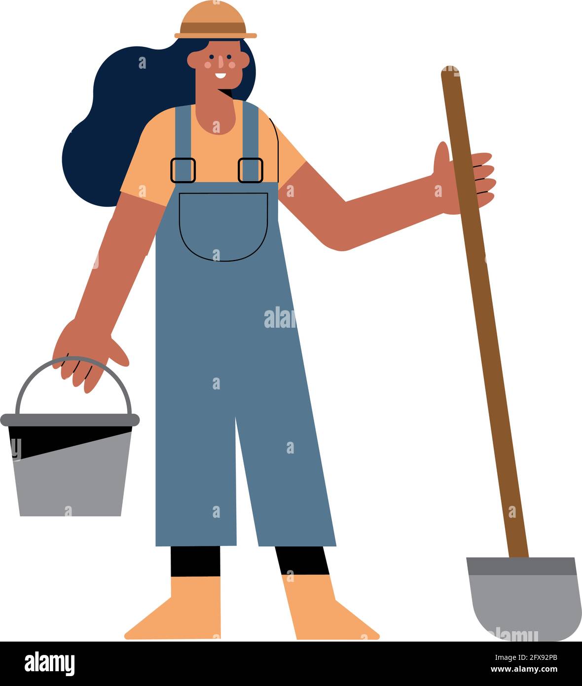 female gardener with shovel gardening activity Stock Vector Image & Art ...