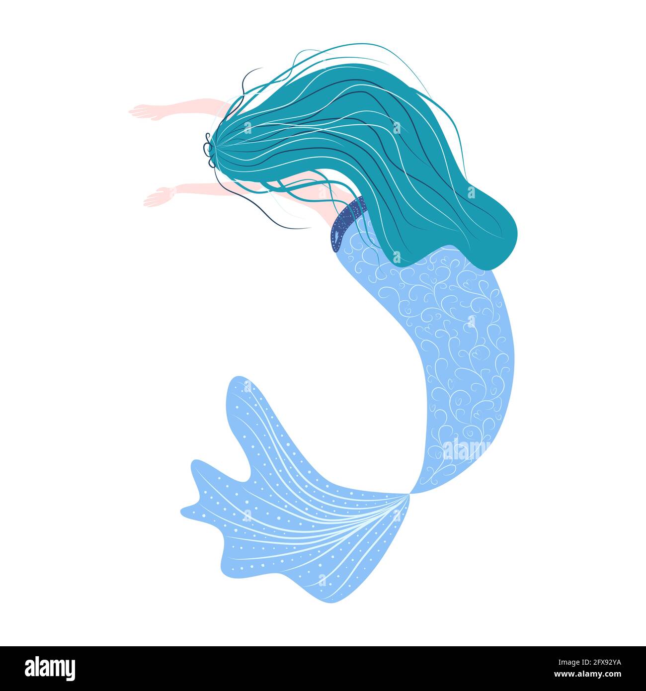 Cartoon beautiful little mermaid in a wreath. Siren. Sea theme.  illustration on a white background Stock Vector Image & Art - Alamy