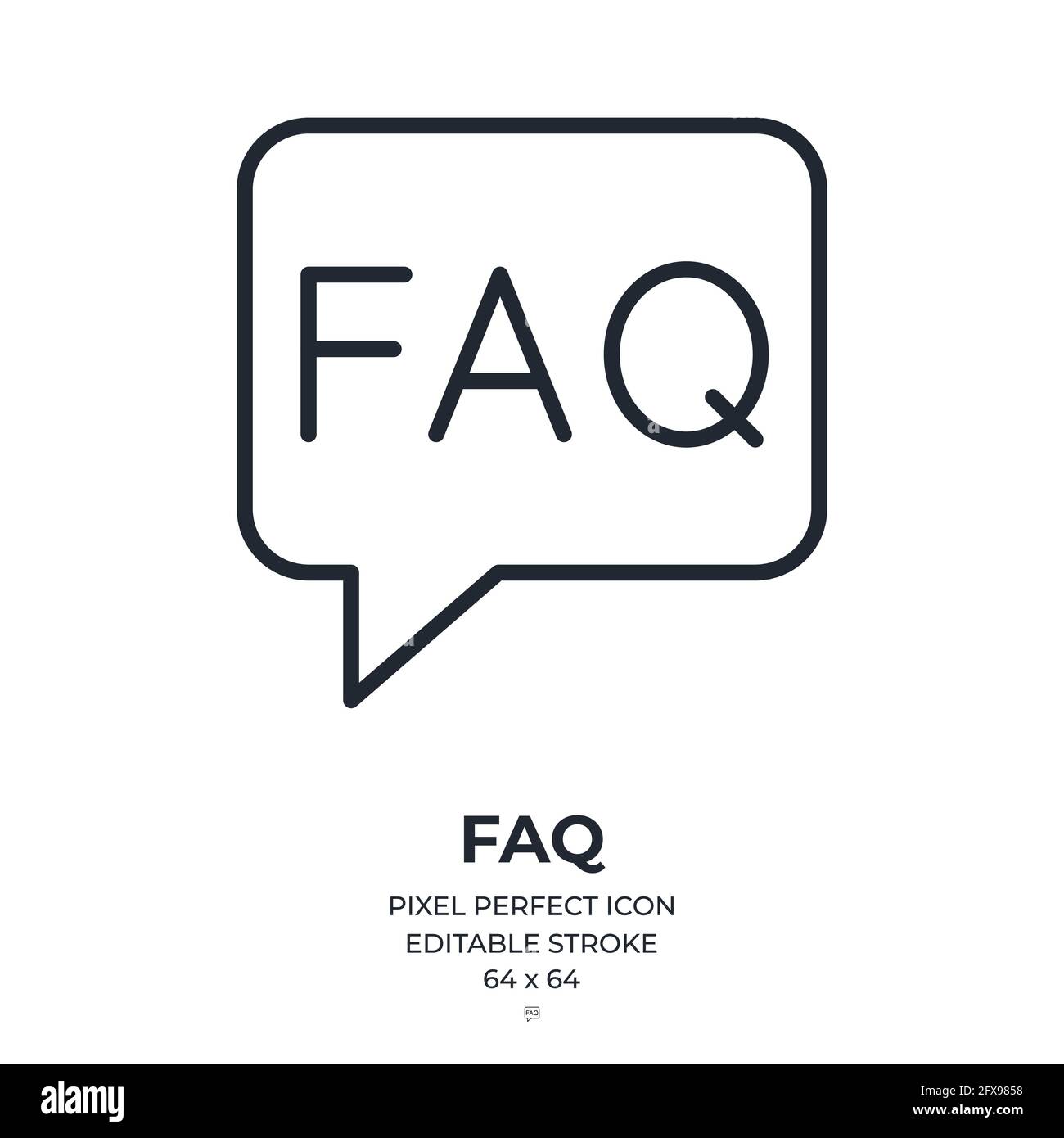 FAQ editable stroke outline icon isolated on white background flat ...