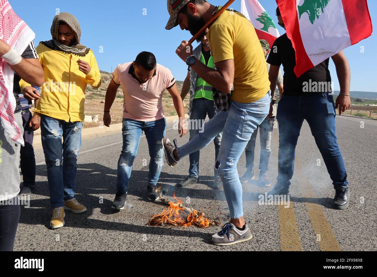 Naqoura, Lebanon, May 25, 2021, . Lebanese and Palestinian activists