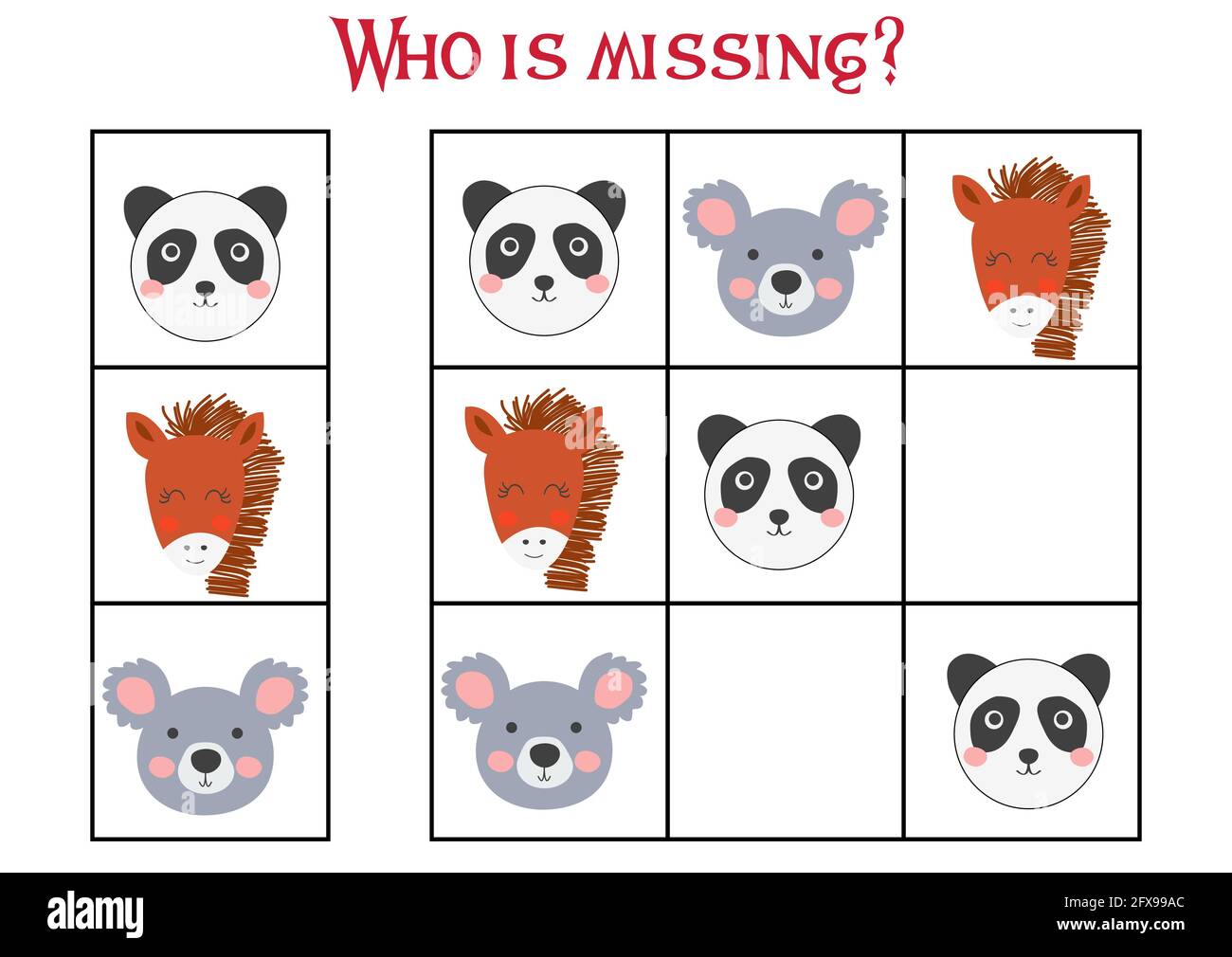 Sudoku game for children with pictures. Kids activity sheet. cute ...
