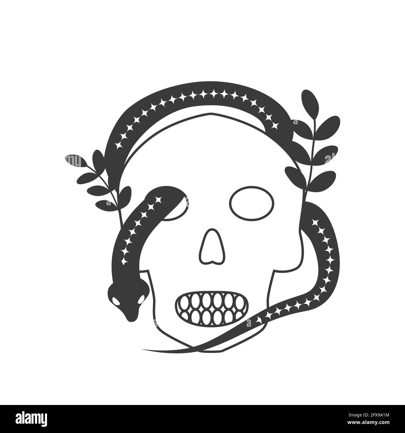Esoteric symbol skull, alchemy and witchcraft art. Mystical and magical design Stock Vector
