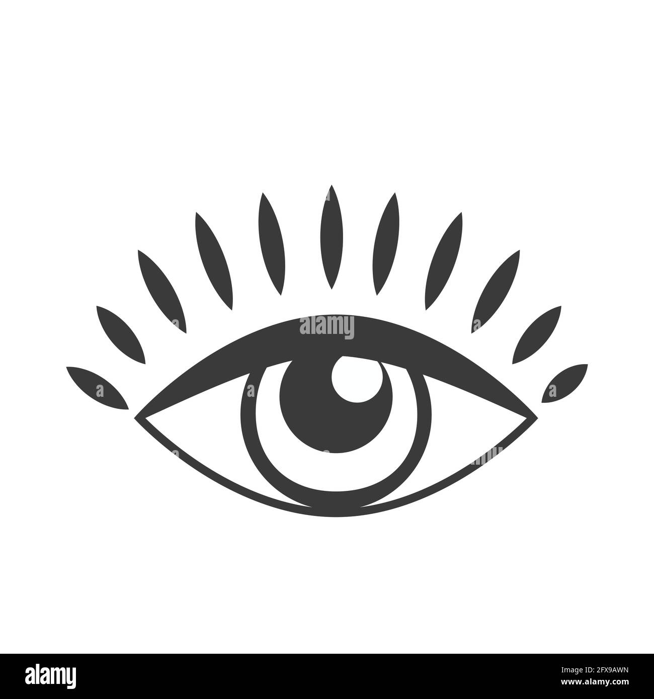 Esoteric symbol. Mystical and magical design with evil eyes Stock Vector
