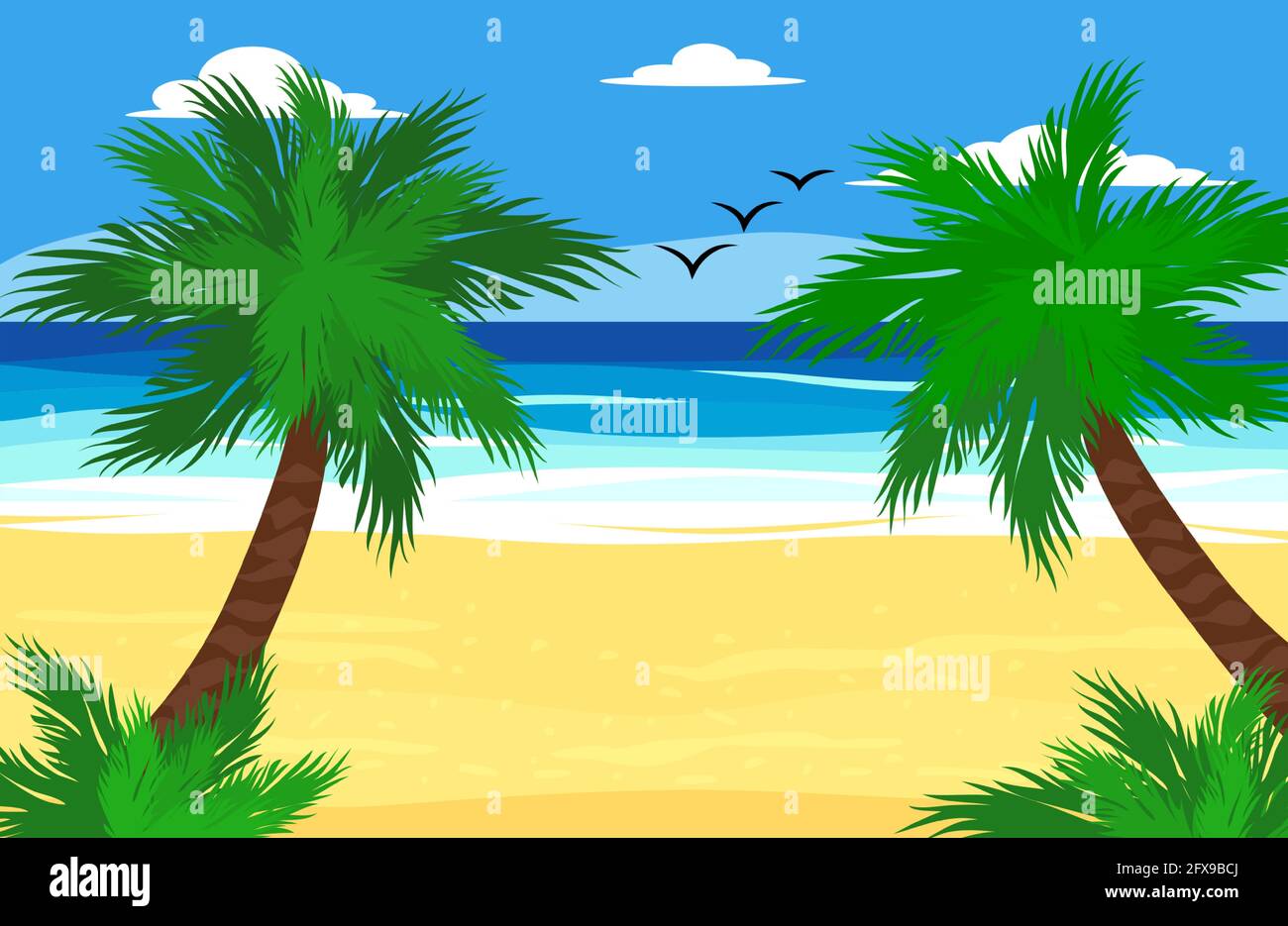 Beach things and old surfboard with greeting - summer holidays vector illustration Stock Vector