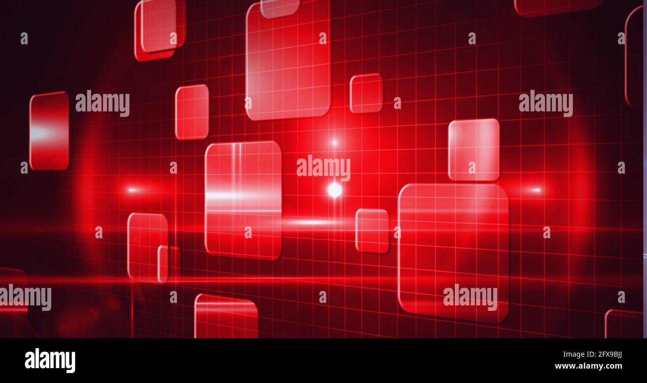 Composition of red screens over grid on red background Stock Photo Alamy
