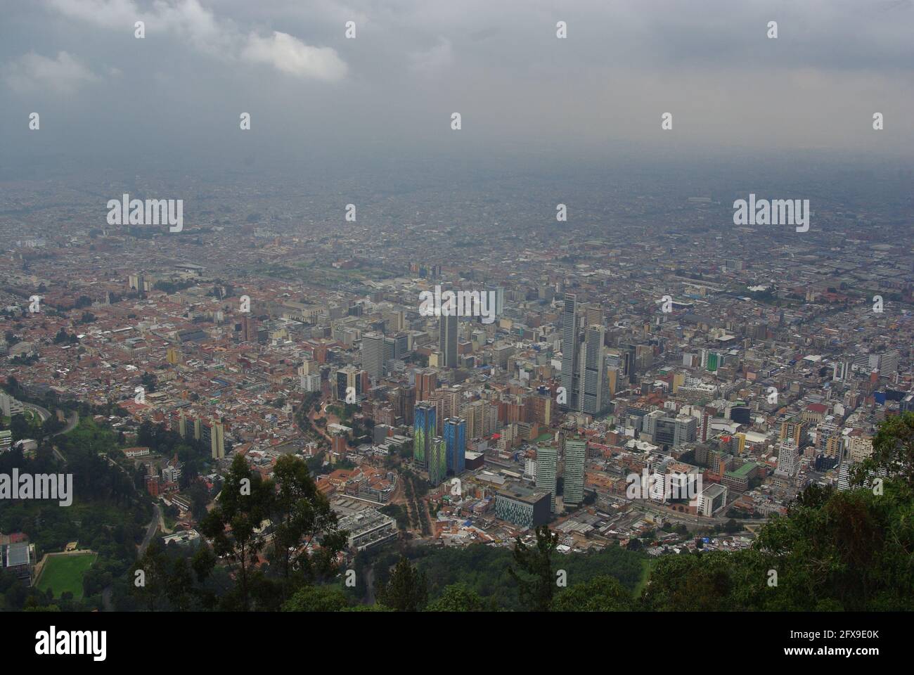 Aerial view of the city from Monserrate Hill, Bogotá, Colombia Stock Photo