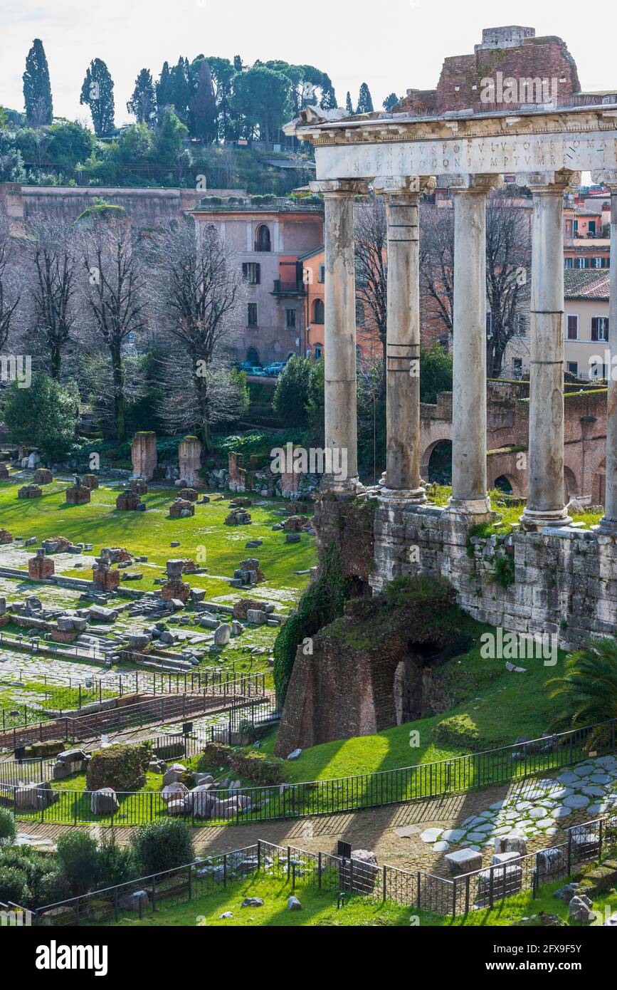 View of ancient roman buildings in Italy Stock Photo