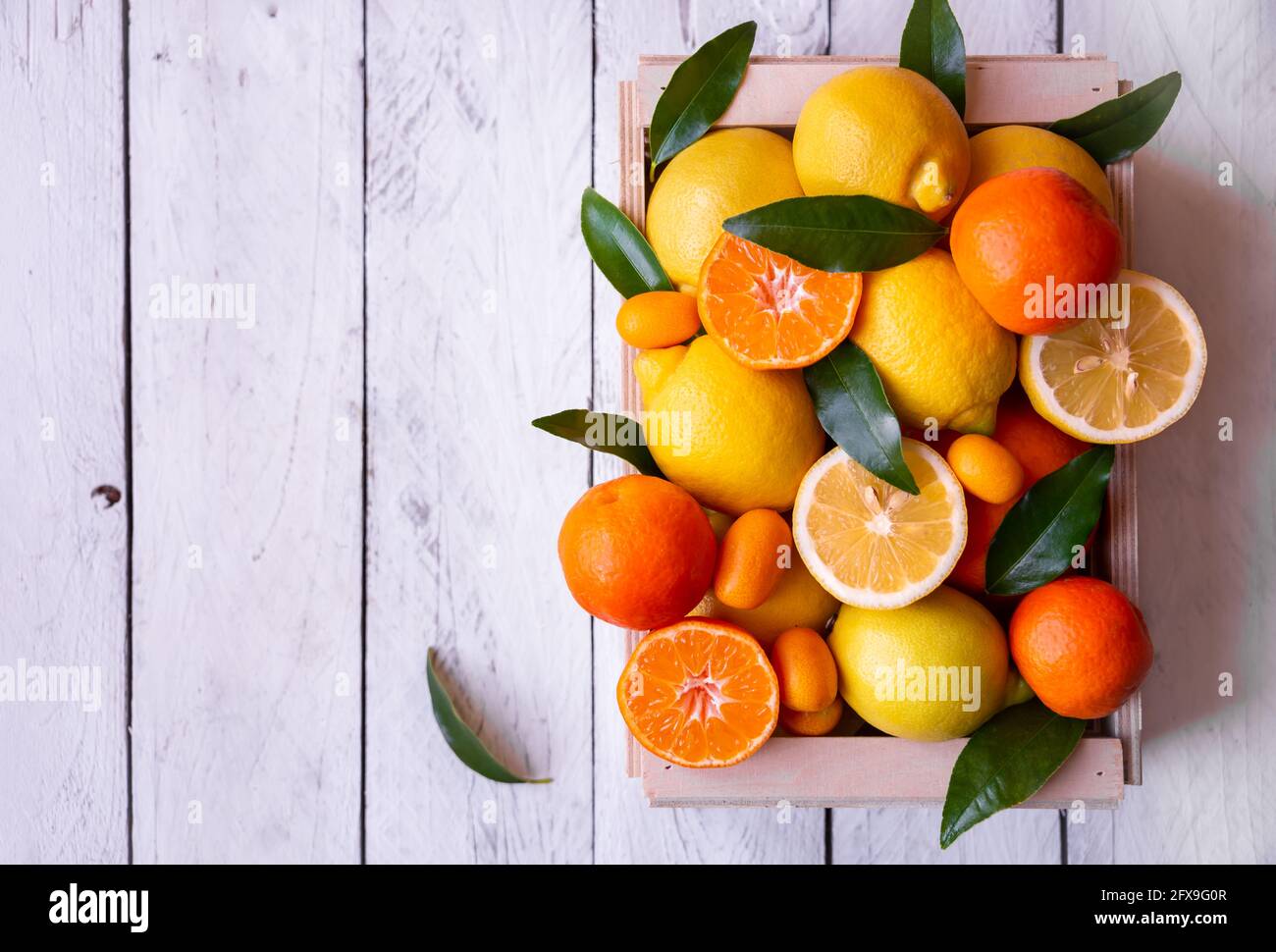 Mixed citrus fruits, ripe and fresh with green leaves Stock Photo - Alamy
