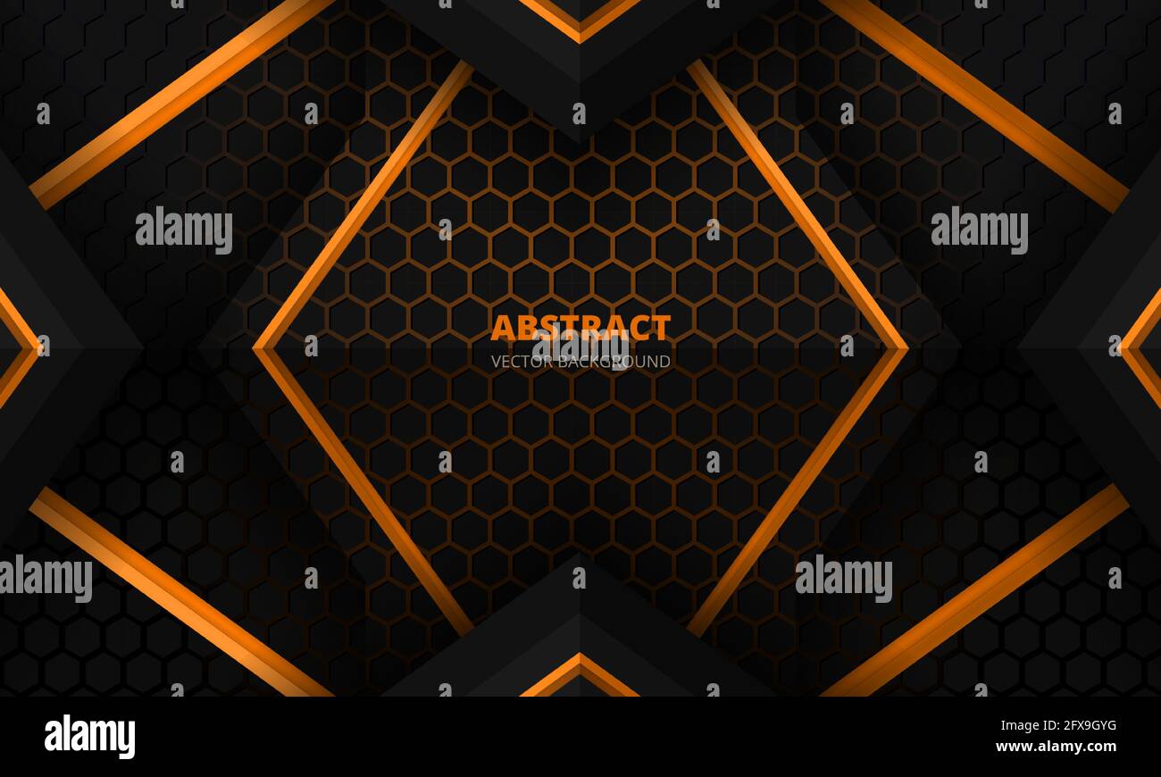 Futuristic black and orange abstract gaming banner design template with ...