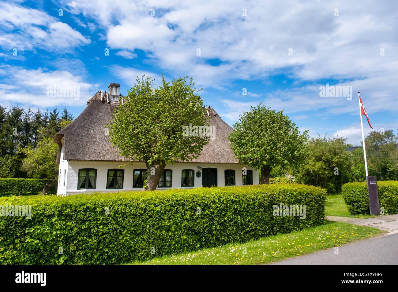Birth home of Danish composer Carl Nielsen in Noerre Lyndelse on Funen, Denmark Stock Photo