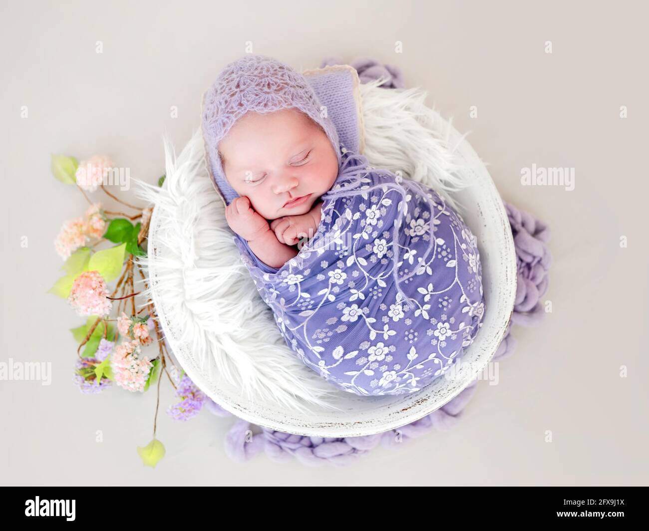 Newborn baby girl photoshoot Stock Photo Alamy