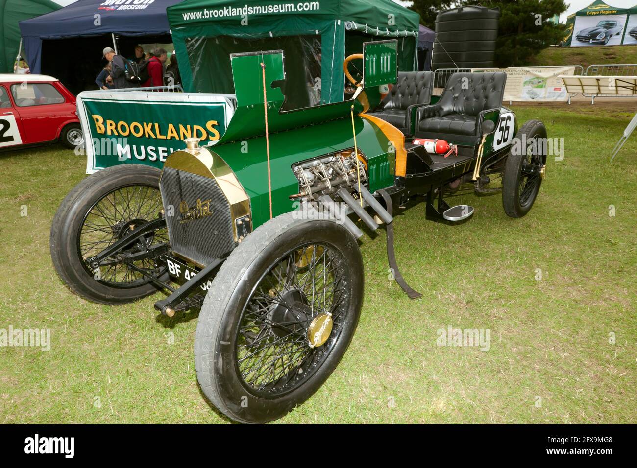 A 1909 Berliet Curtiss race car, on the Brooklands Museum Stand, at the 2017 Silverstone Classic Stock Photo