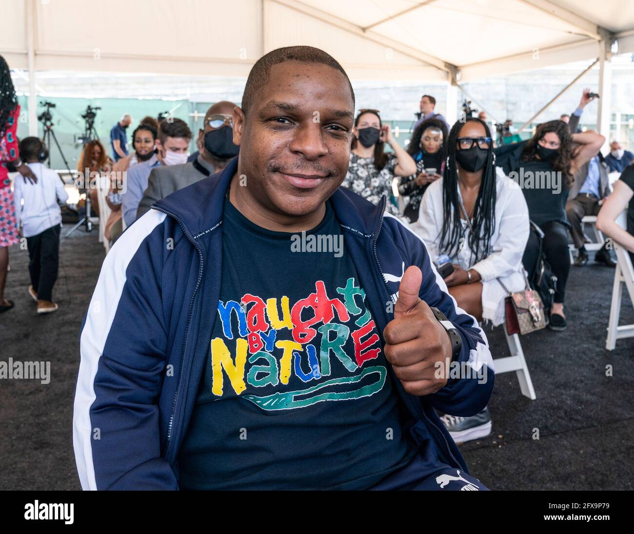 New York, NY - May 20, 2021: Vin Rock - Naughty By Nature attends The  Universal Hip Hop Museum groundbreaking ceremony at Bronx Point Stock Photo  - Alamy