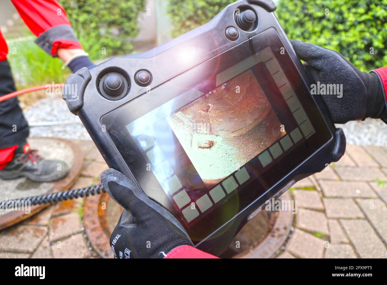 Sewer inspection with camera Stock Photo Alamy