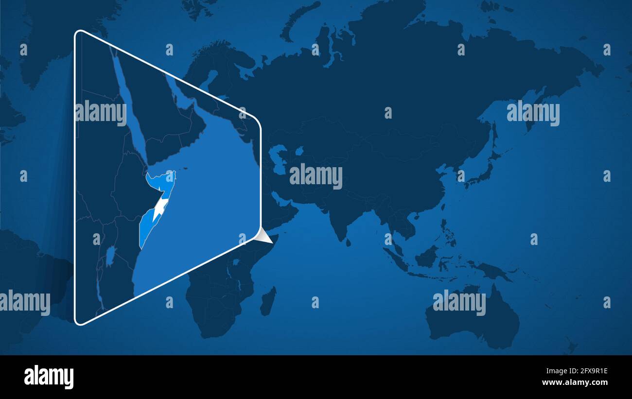 Location Of Somalia On The World Map With Enlarged Map Of Somalia With Location Of Somalia On The World Map With Enlarged Map Of Somalia With Flag Geographical Vector Template For Your Design 2FX9R1E