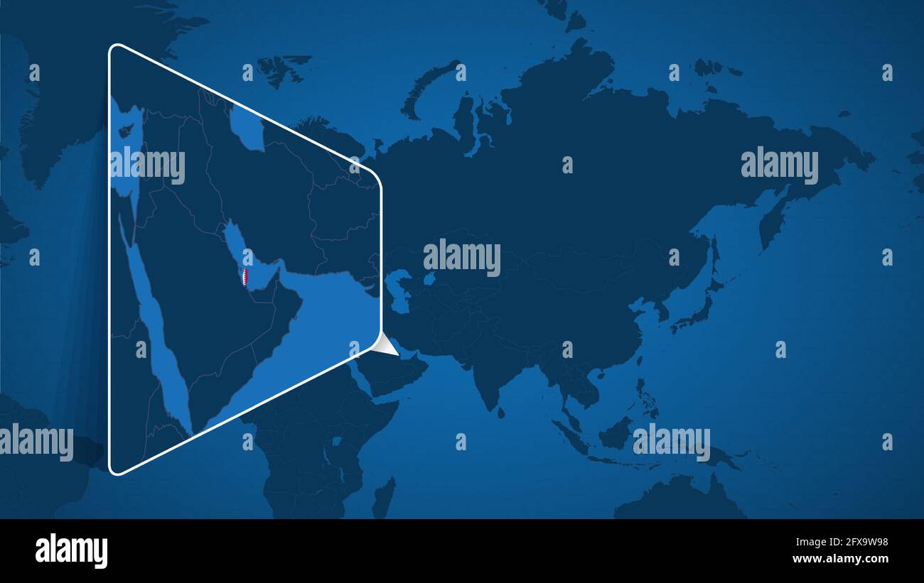 Location Of Qatar On The World Map With Enlarged Map Of Qatar With Flag Geographical Vector Template For Your Design Stock Vector Image Art Alamy
