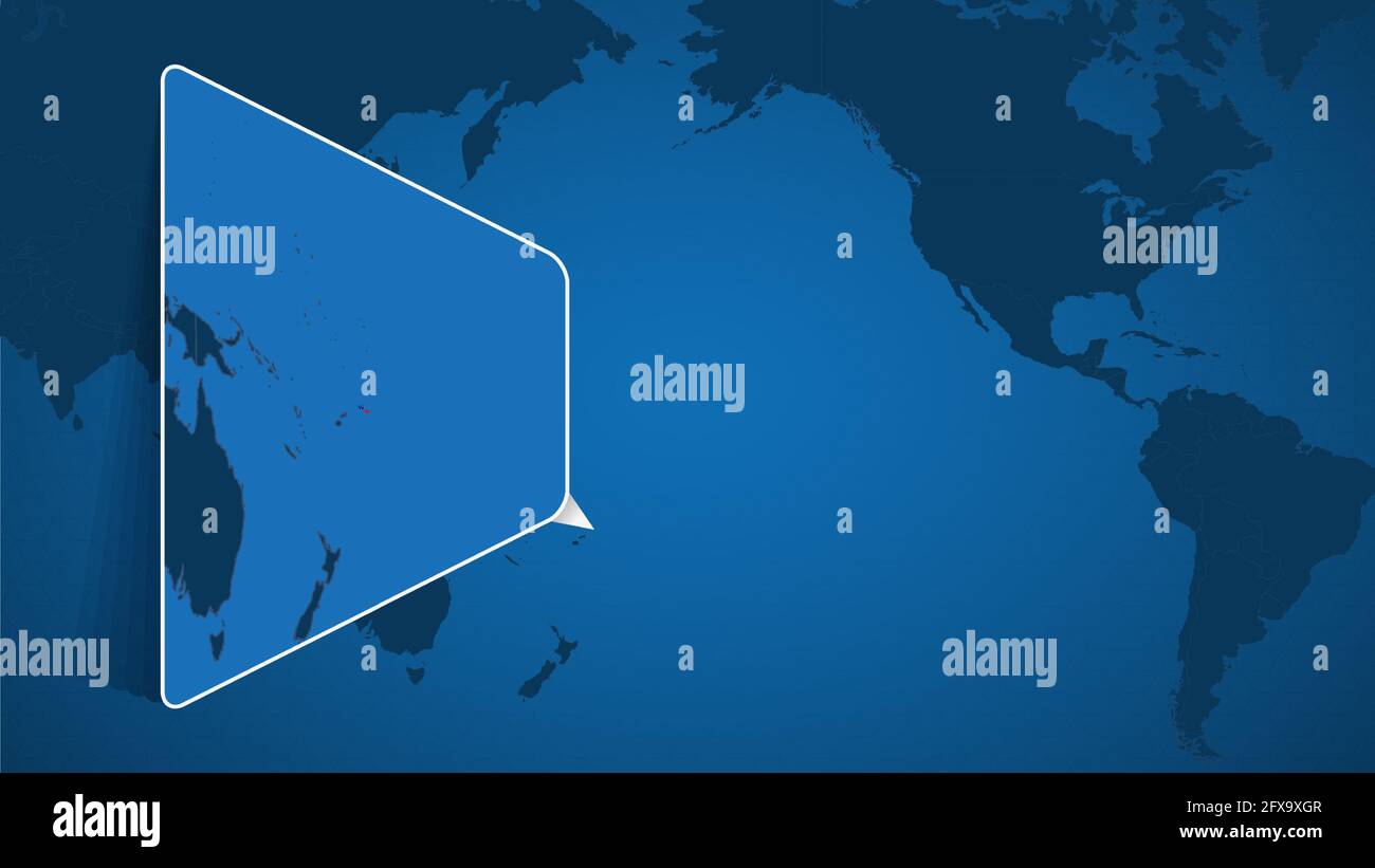 Location of Samoa on the World Map with Enlarged Map of Samoa with Flag. Geographical Vector
