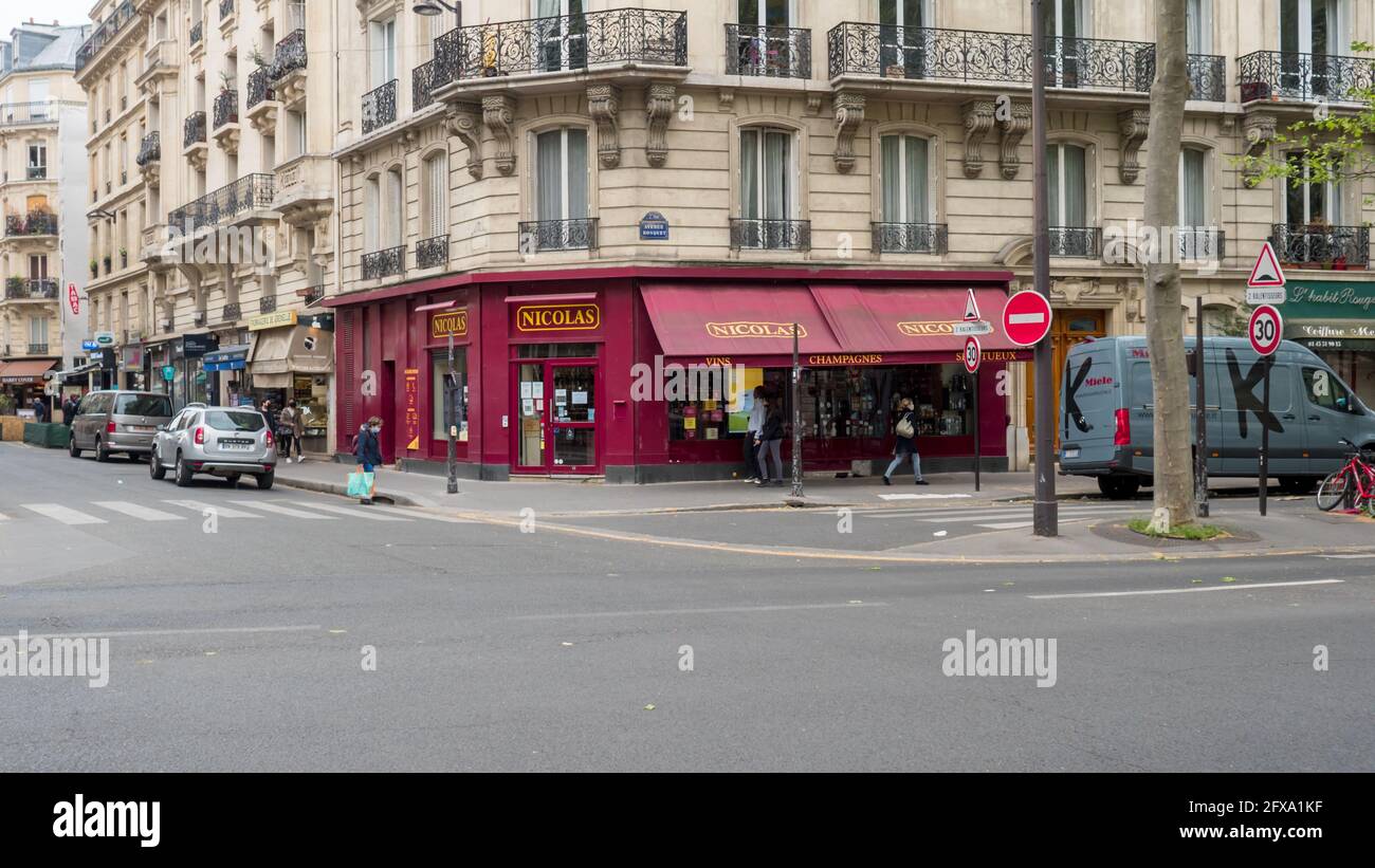 NICOLAS wine shop Front Store Facade of french Shop with Logo Signage
