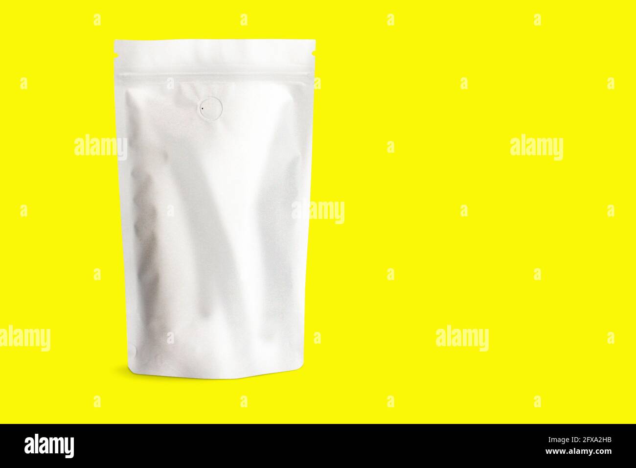 Blank black, white or craft doy pack mockup set, standing isolated, 3d rendering. Empty stand-up pouch mock up, side view. Clear flexible pack with zi Stock Photo