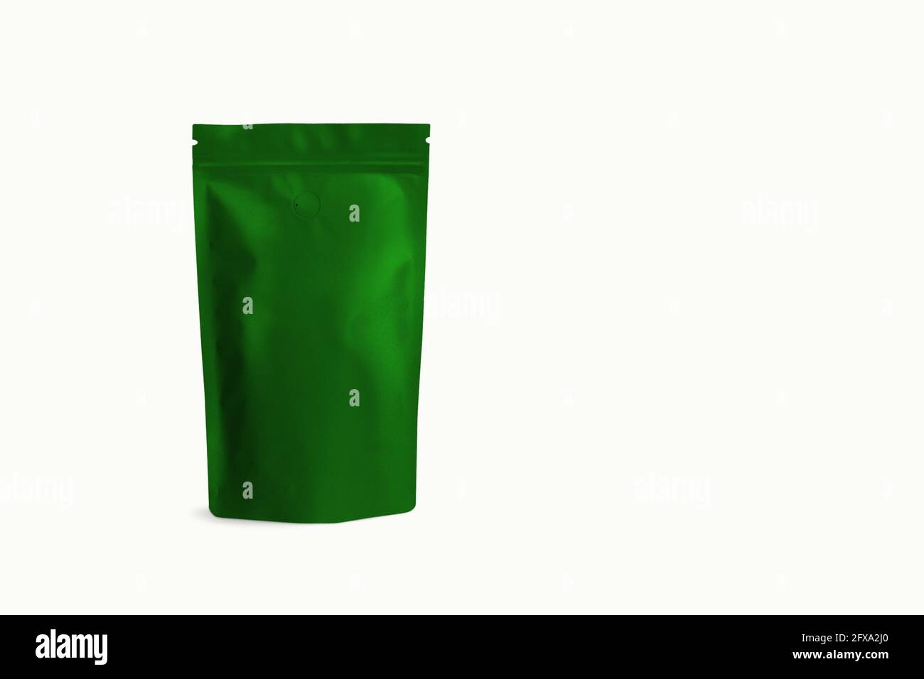 Blank black, white or craft doy pack mockup set, standing isolated, 3d rendering. Empty stand-up pouch mock up, side view. Clear flexible pack with zi Stock Photo