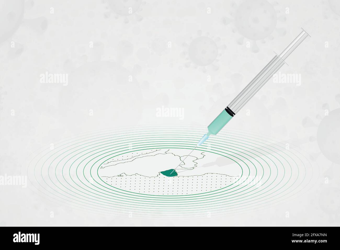 Uruguay vaccination concept, vaccine injection in map of Uruguay. Vaccine and vaccination against coronavirus, COVID-19. Vector template about Healthc Stock Vector