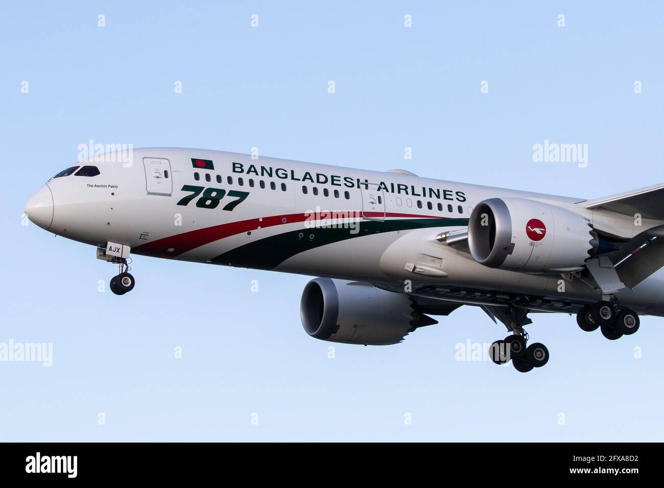 LONDON, UNITED KINGDOM Feb 11, 2020 Biman Bangladesh Airlines (BG / BBC) approaching London