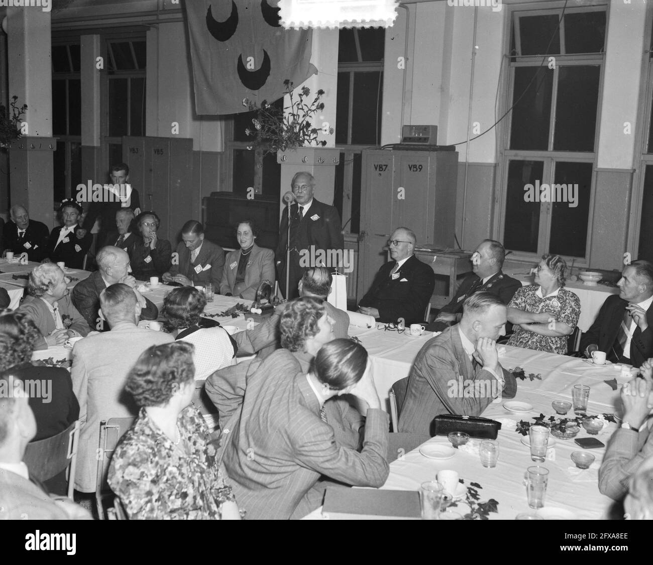 Dinner Rotary club NOC Voorschoten, June 21, 1952, dinner, The Netherlands, 20th century press agency photo, news to remember, documentary, historic photography 1945-1990, visual stories, human history of the Twentieth Century, capturing moments in time Stock Photo