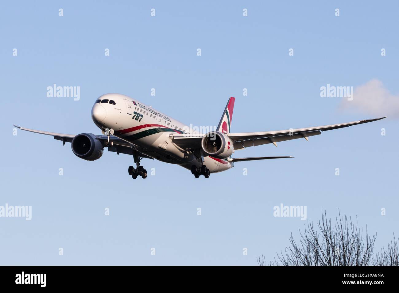 LONDON, UNITED KINGDOM Feb 11, 2020 Biman Bangladesh Airlines (BG / BBC) approaching London