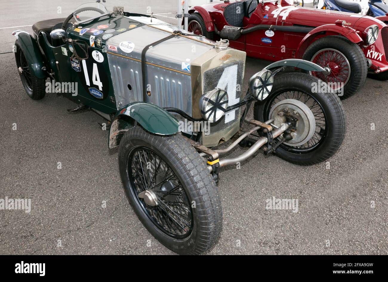 Three-quarters Front view of a 1926 Frazer Nash Fast Tourer, entered into the Kidstone trophy for Pre War Sports Cars, at the 2017 Silverstone Classic Stock Photo