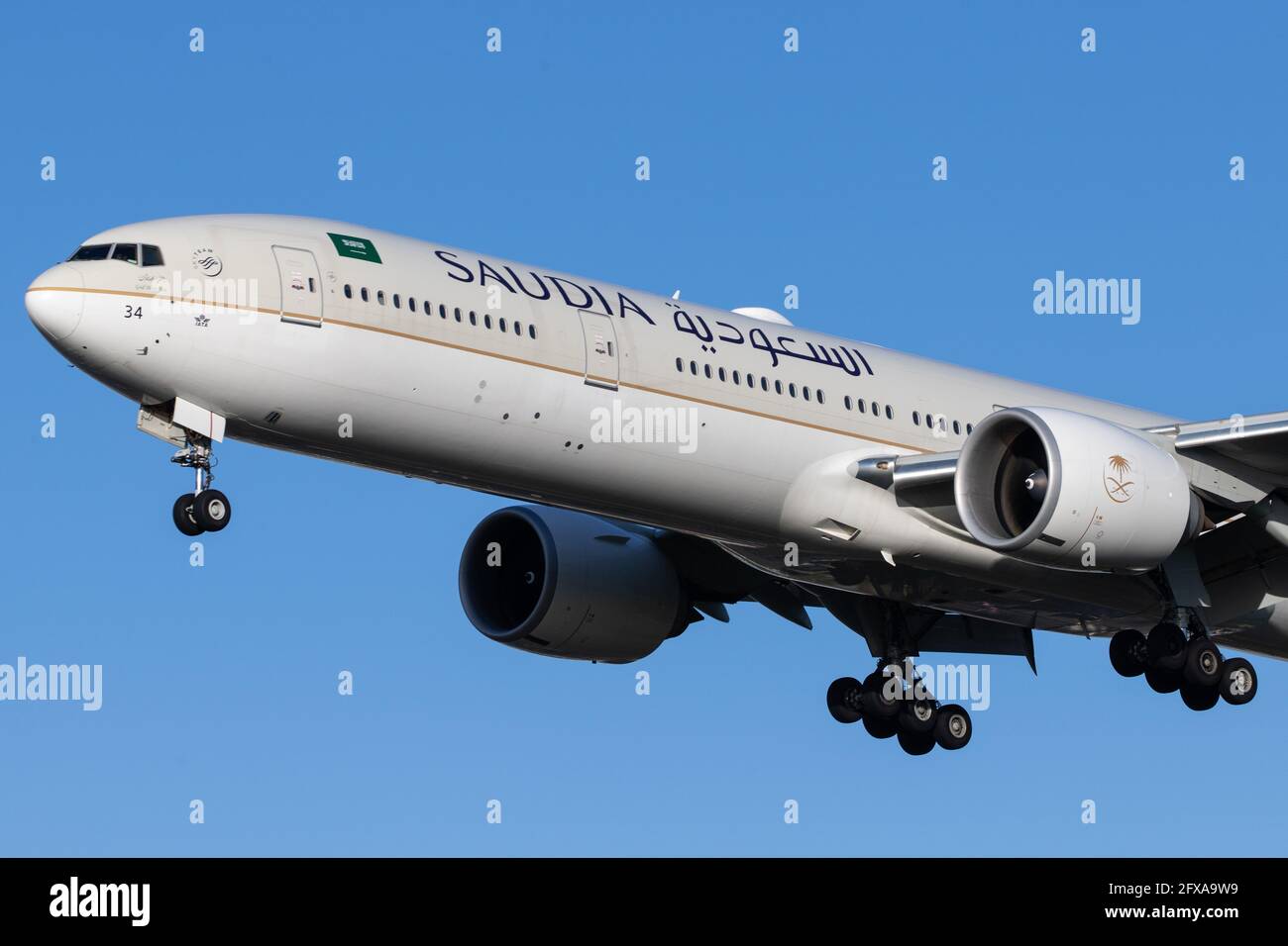 LONDON, UNITED KINGDOM Feb 11, 2020 Saudia (SV / SVA) approaching