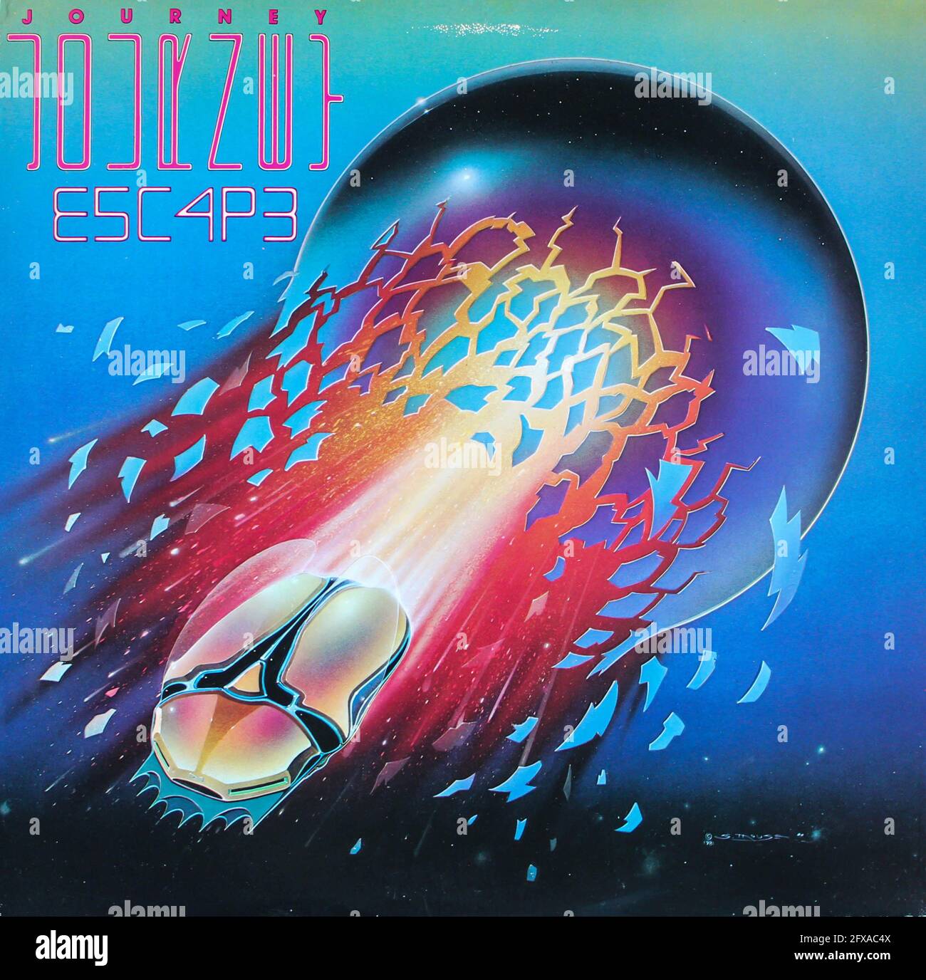 Hard rock and soft rock band, Journey band music album on vinyl record LP disc. Titled: Escape album cover Stock Photo