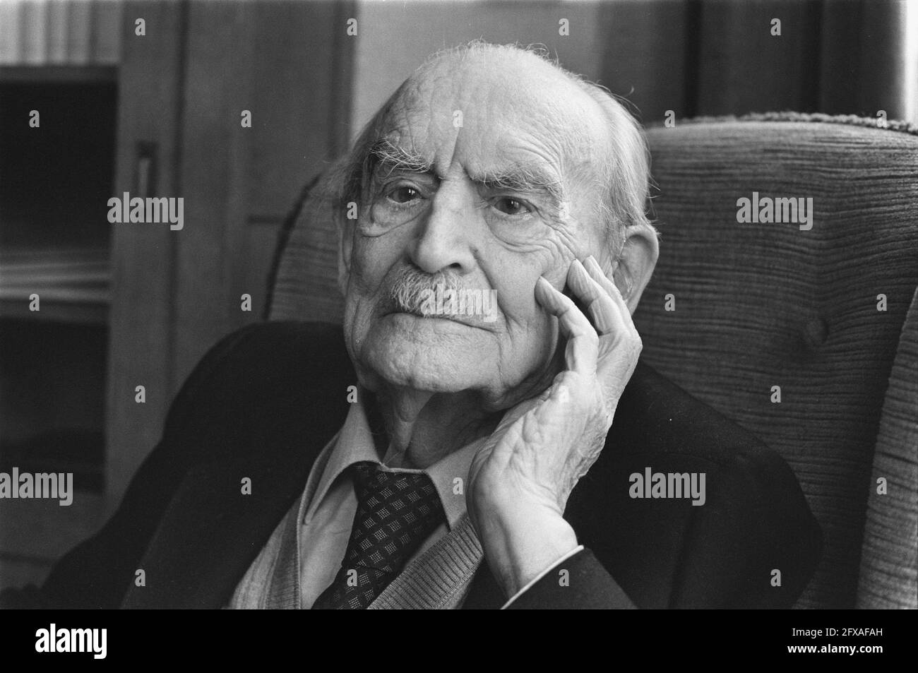 Dr. willem Drees sr. will be 98 years old on July 5, headline, July 3, 1984, portraits, The Netherlands, 20th century press agency photo, news to remember, documentary, historic photography 1945-1990, visual stories, human history of the Twentieth Century, capturing moments in time Stock Photo