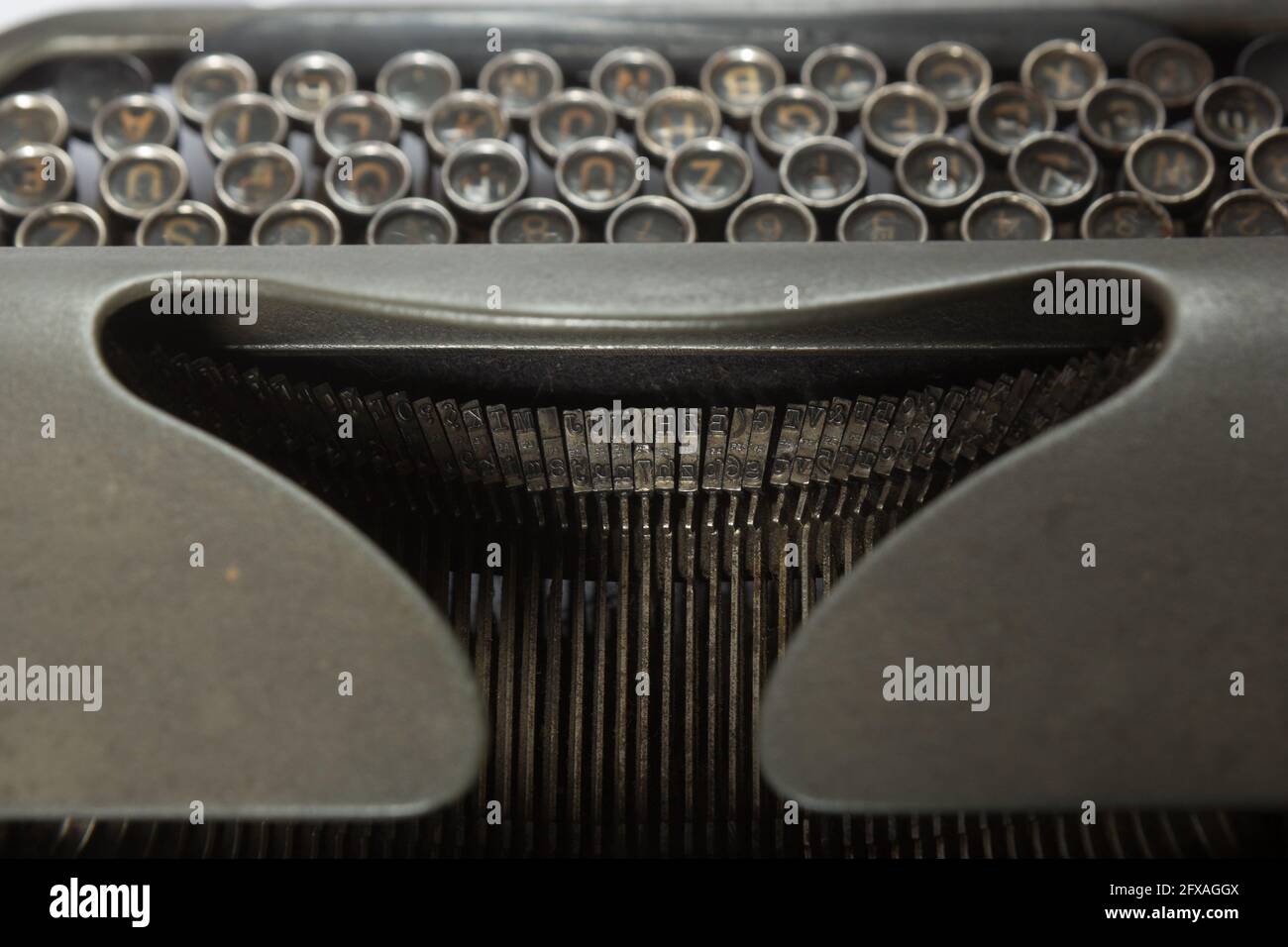Old typewriter metal letters Stock Photo