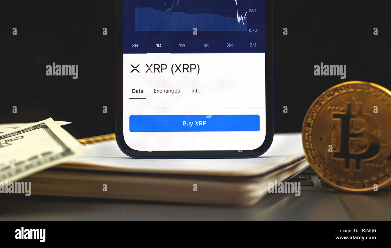 Ripple XRP crypto currency o your mobile phone, mobile banking concept,  trade and investment in new virtual money, business background Stock Photo  - Alamy