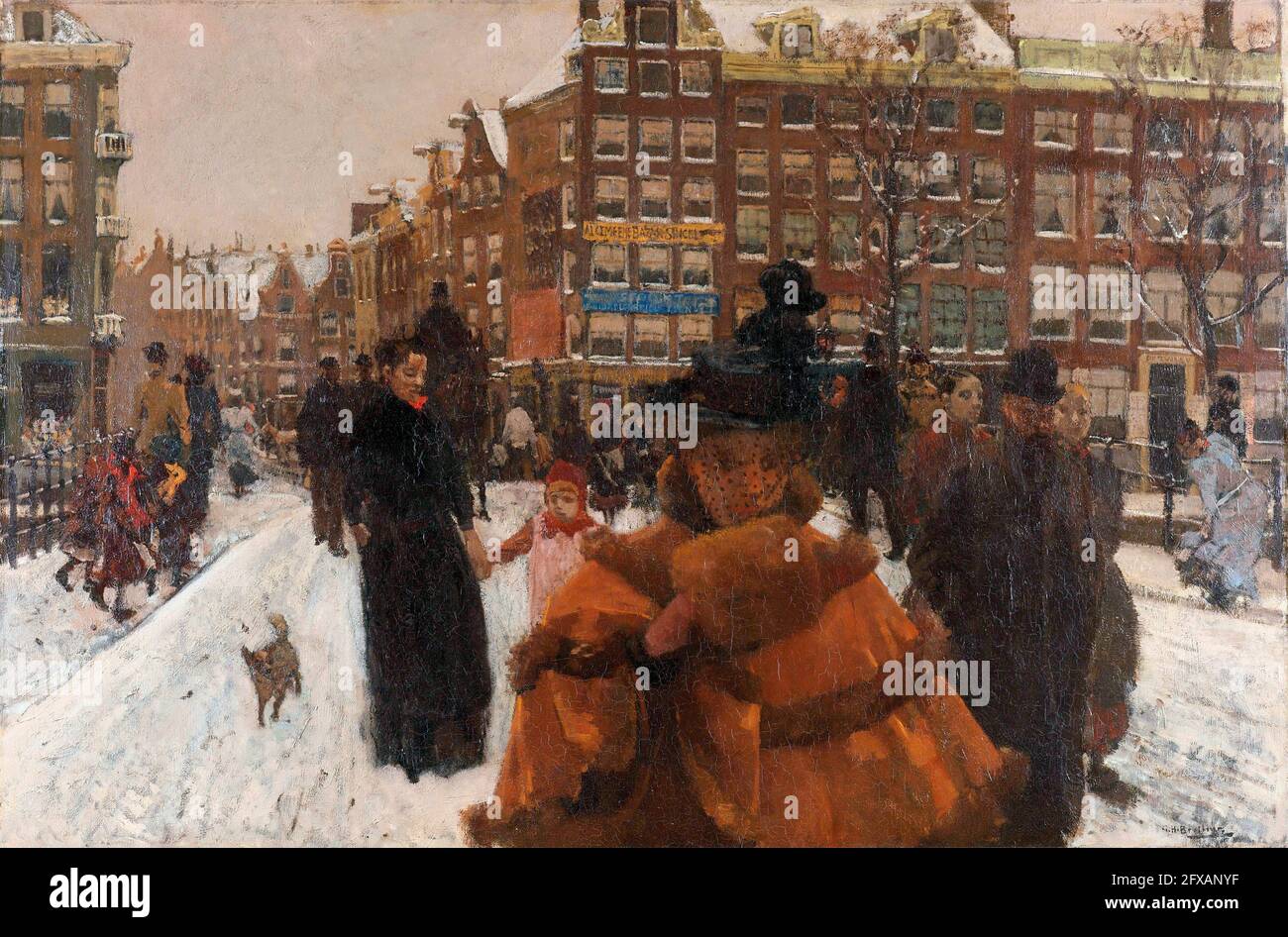 George Hendrik Breitner. Painting entitled 'The Singel Bridge at the Paleisstraat in Amsterdam' by the Dutch artist, George Hendrik Breitner (1857-1923), oil on canvas, 1898 Stock Photo