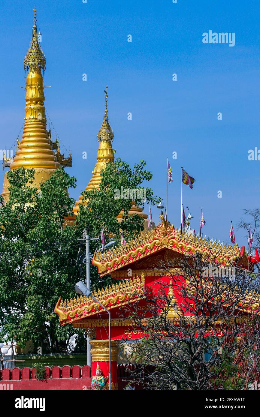 Buddhist temples on Sagaing Hill near the city of Sagaing in Myanmar
