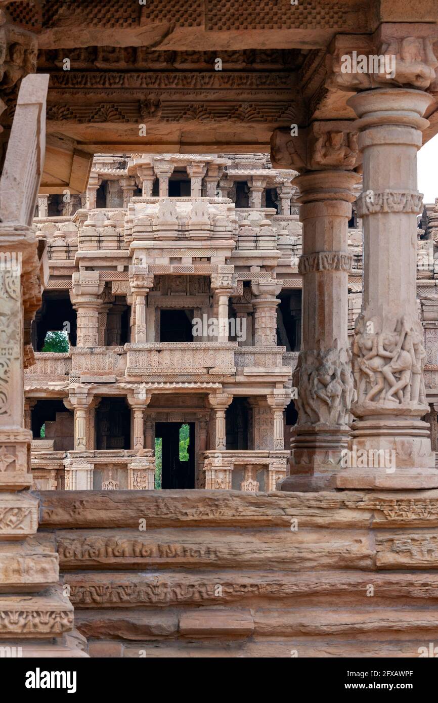 Sasbahu Temple, also called the Sas-Bahu Mandir, Sas-Bahu Temple, Sahasrabahu Temple or Harisadanam Temple - an 11th-century twin temple dedicated to Stock Photo