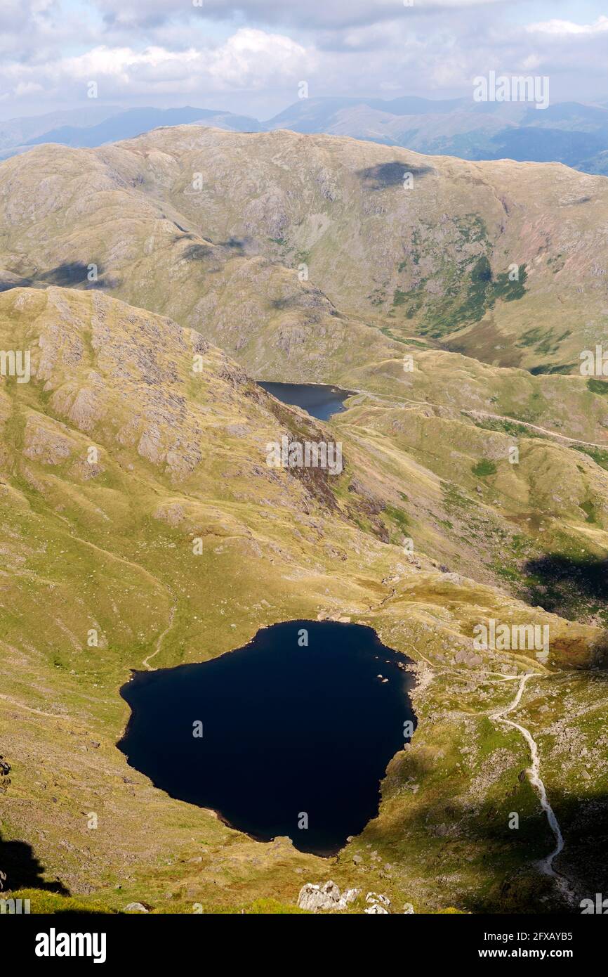 Low Water below the Old Man of Coniston in Cumbria, England. Stock Photo
