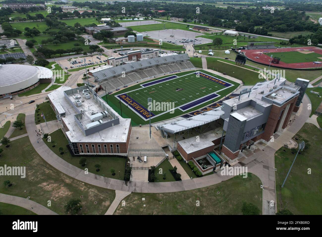 An aerial view of Panther Stadium at Blackshear Field on the campus of