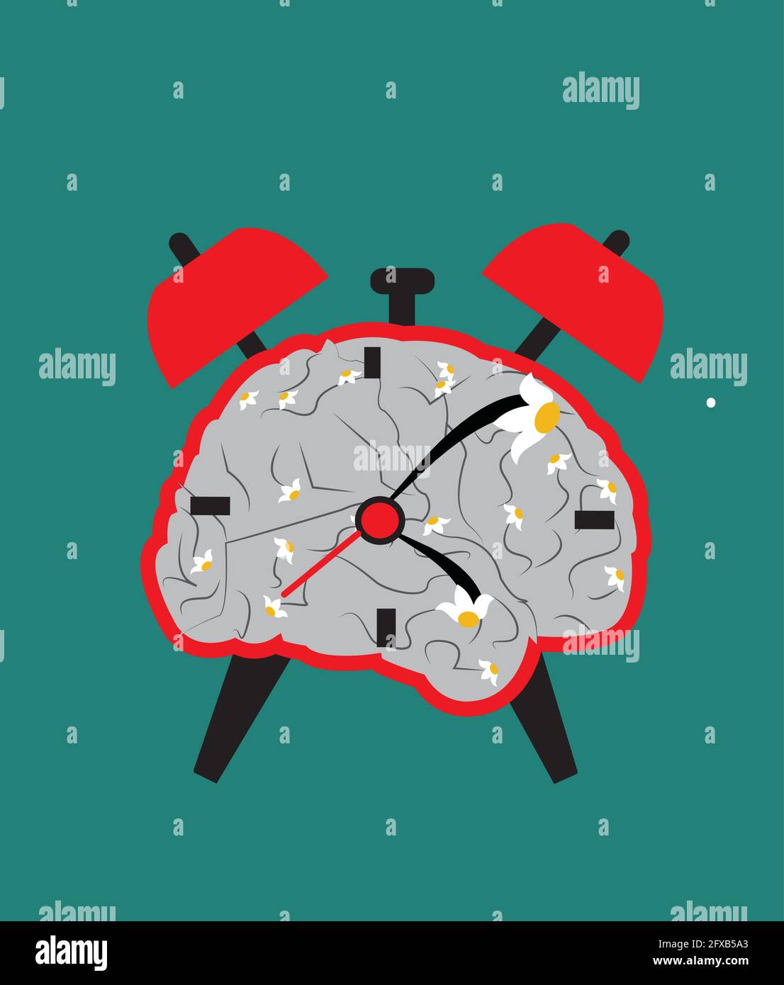 illustration of a clock in the shape of a brain to suggest that time is